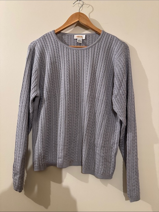 Talbots Sweaters - Talbots Light Gray Cable-Knit Crewneck Sweater 100% Silk size Large